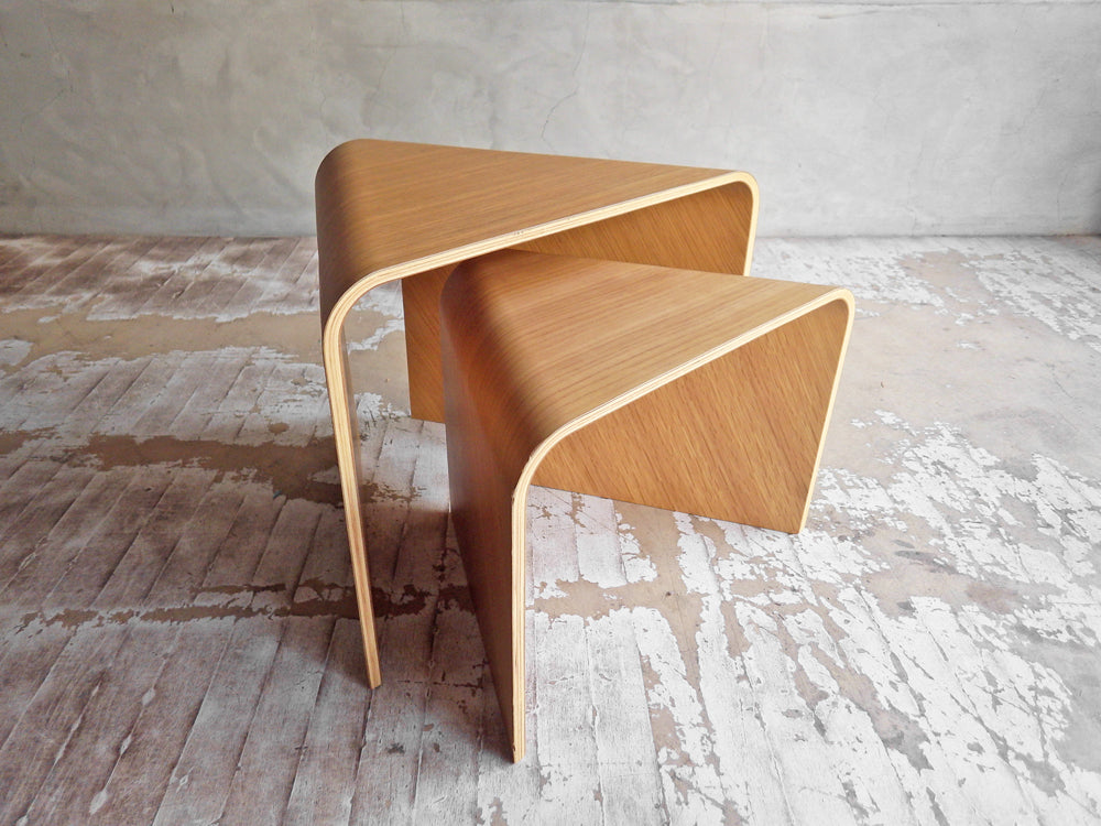 無印良品 MUJI 重なるテーブルベンチ 成型合板 オーク材 大 小 セット スツール ネストテーブル 廃盤 中古品 買い取りしました。