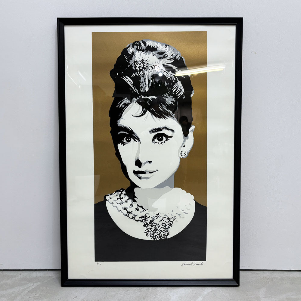 【祖師ヶ谷大蔵店】コンラッドリーチ CONRAD LEACH オードリー・ヘップバーン Audrey Hepburn シルクスクリーン アートフレーム ポスター ポップアート 5/30 希少 40×81.5cm(スクリーンサイズ) 額装品 買取させていただきました。