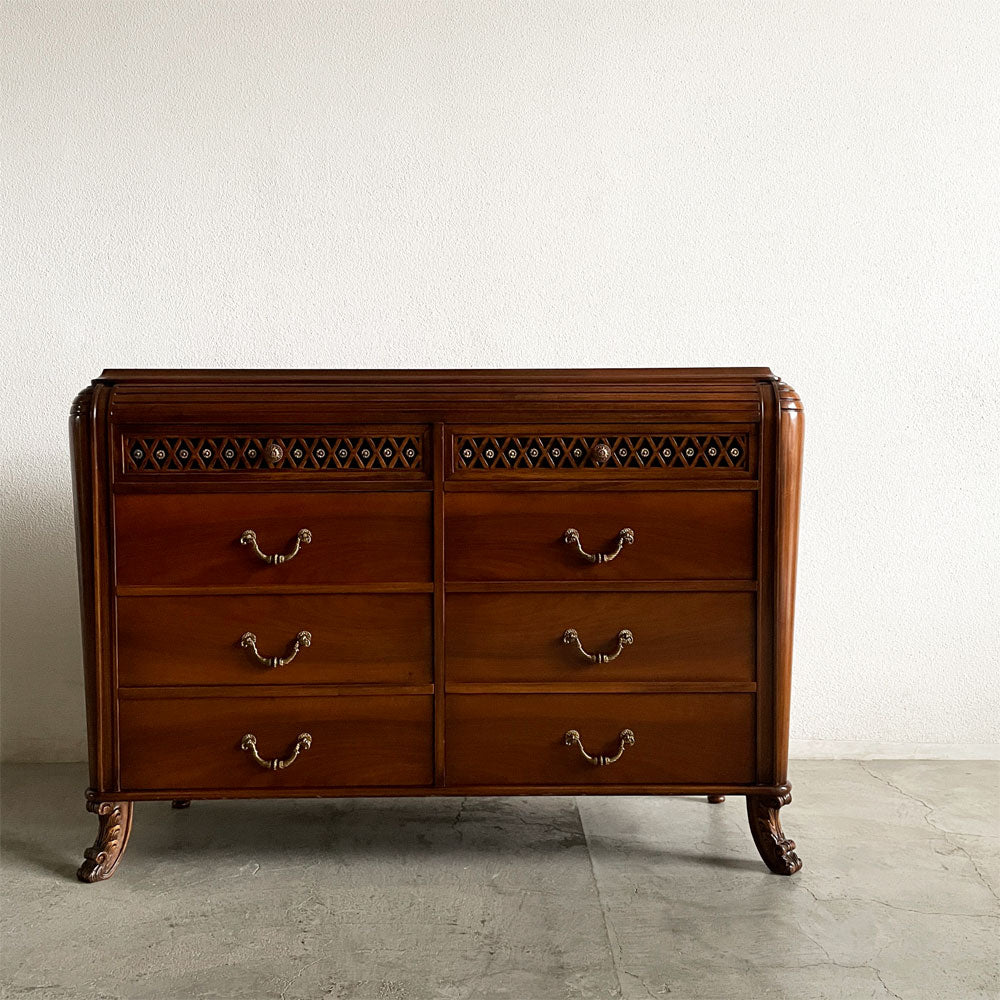 【登戸BASE店】ヨーロピアンクラシカル European Classical ワイドチェスト サイドボード W146.5cm 抽斗8杯 アンティークスタイル 買取させていただきました。