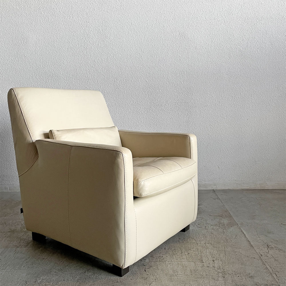 【登戸BASE店】アクタス ACTUS チャプター CHAPTER SOFA 1シーターソファ 牛本革 フェザークッション オフホワイト系 参考価格￥86,000- 買取させていただきました。