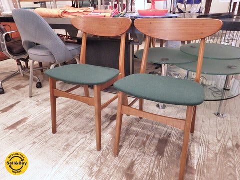 ヴィンテージ 北欧家具 デンマーク製 チーク材フレーム ダイニングチェア シート張替済み ～チーク無垢材を使用した希少な北欧ダイニングチェア。 【買取と販売とレンタルのお店】