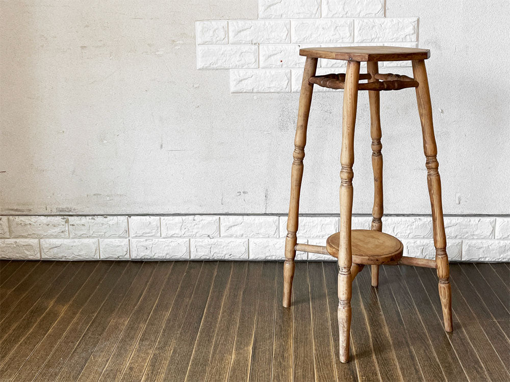 ヨーロピアンビンテージ European Vintage 木製フラワースタンド 花台 プラントスタンド H74cm カントリースタイル シャビーシック  中古品  買い取りしました。