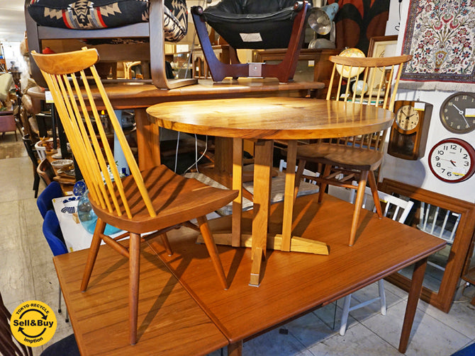 桜製作所 ラウンドテーブル ウォールナット無垢材 & CN104 ニューチェア ジョージ・ナカシマ ～木との対話。そこから生まれる愛情溢れる家具～ 【 買取と販売とレンタルのお店 】