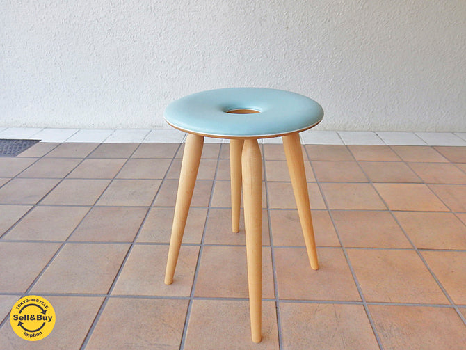 天童木工 TENDO リングスツール 加藤徳吉 ライトブルー メープル材 ビニールレザー ～様々なライフスタイルになじむスツール～ 【 買取と販売とレンタルのお店 】