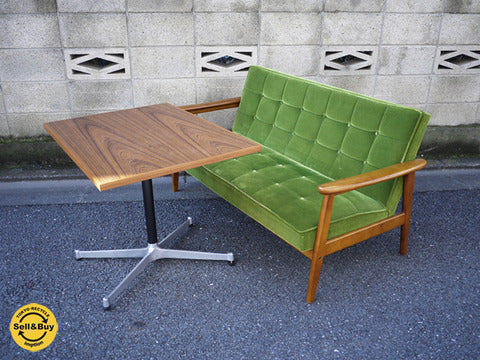 greeniche グリニッチ Standerd Cafe Table スタンダードカフェテーブル チーク材 & カリモク60 Kチェア モケットグリーン ～「誰かに教えたくなる」アイテム～【買取と販売とレンタルのお店】