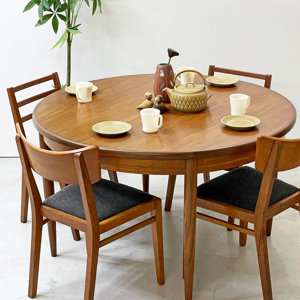 【祖師ヶ谷大蔵店】エベネゼルグーム Ebenezer Gomme ジープラン G-PLAN フレスコ Fresco エクステンション ダイニングテーブル ラウンド チーク材 伸長式 英国 ビンテージ 買取させていただきました。