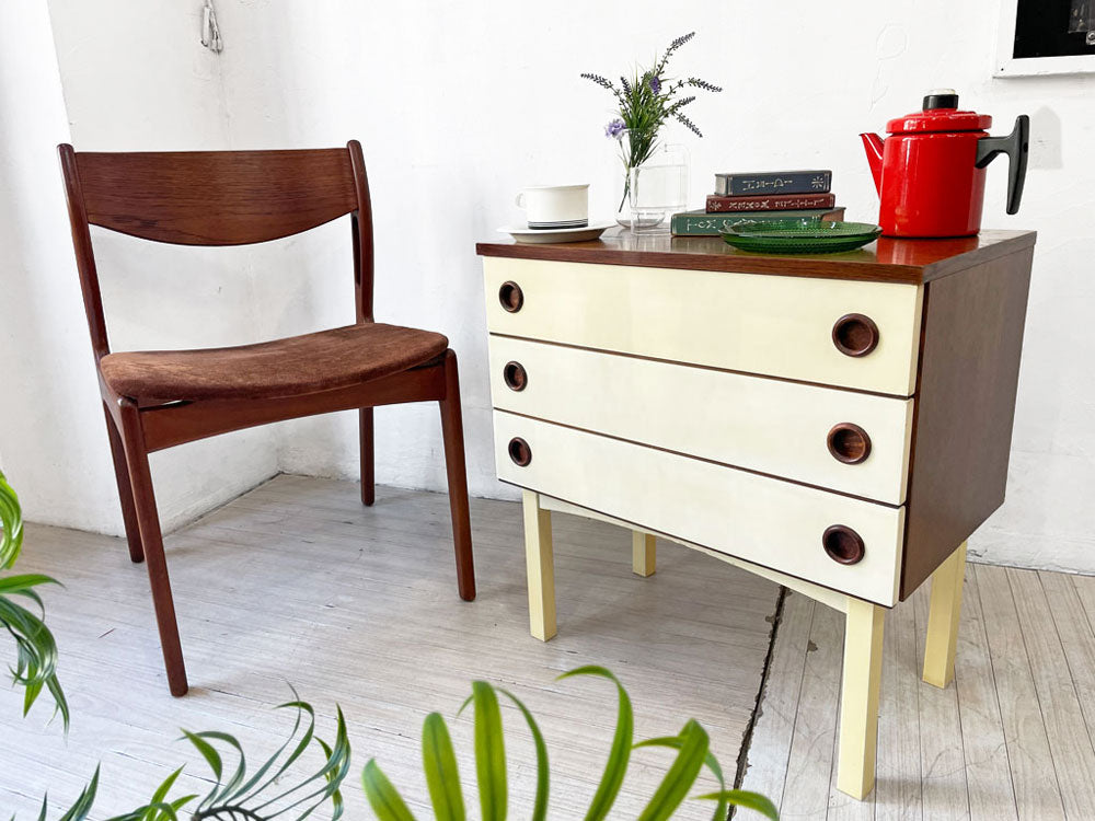 オランダ ビンテージ Dutch Vintage ミニチェスト キャビネット 3ドロワー ローズウッド×メラミン 中古品 買い取りしました。