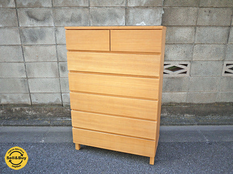 無印良品 MUJI 木製チェスト 6段 ワイド タモ材 ナチュラル～シンプルでベーシック、そこに唯一無二の価値を生みだす無印良品の家具～【買取と販売とレンタルのお店】