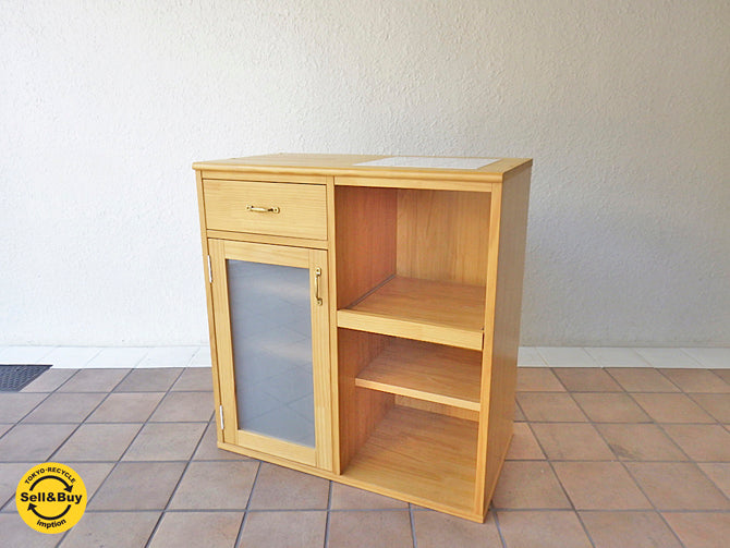 モモナチュラル Momo natural ランド LAND キッチンカウンター タイルトップ ～ナチュラルでコンパクトな機能的キッチンカウンター～ 【 買取と販売とレンタルのお店 】