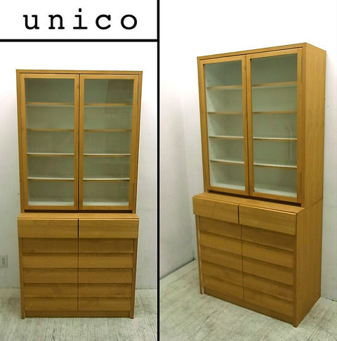 優しい肌触りが魅力的な家具 ～ unico ウニコ 廃盤 TUO アルダー材 カップボード 食器棚 広松木工 【買取＆販売＆レンタル】