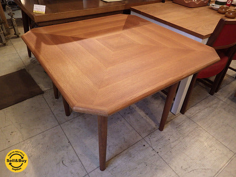 ビンテージ チーク材 ダイニングテーブル オクタゴン型 北欧スタイル ～ 独特なデザイン、仕上がりの綺麗な拘りの逸品。【買取と販売とレンタルのお店】