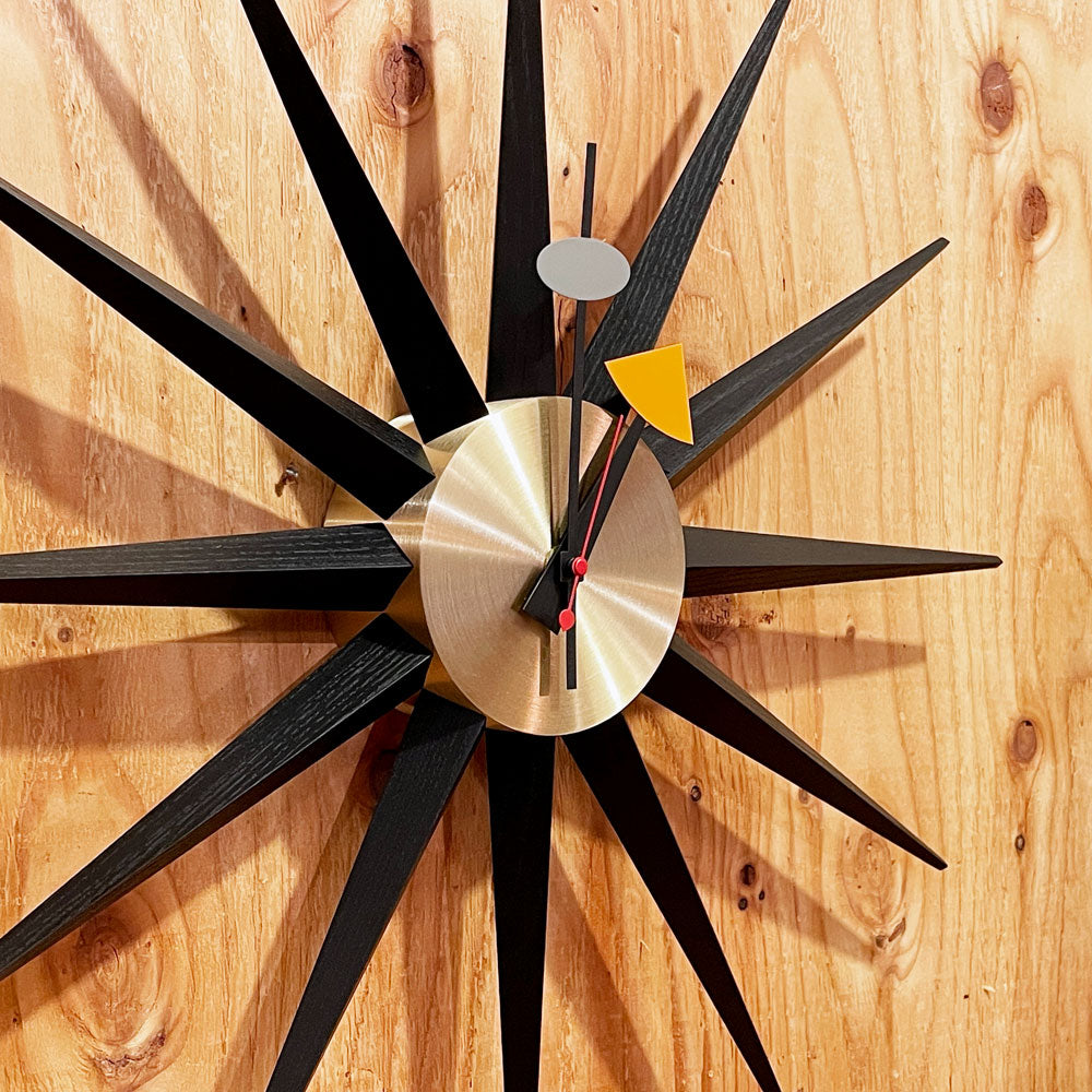 ヴィトラ vitra サンバーストクロック sunburst clock 壁掛け時計 ウォールクロック ブラック×ブラス ジョージ・ネルソン ミッドセンチュリー 未使用品 ～時を超えるデザイン、空間を彩るアイコン～