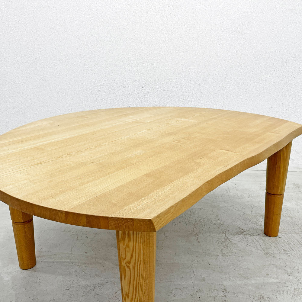【登戸BASE店】ナガノインテリア NAGANO INTERIOR J-calm KT058-5S 変形半円 LDテーブル ダイニング＆センター兼用 タモ無垢材 ナチュラルカラー W150cm 買取させていただきました。