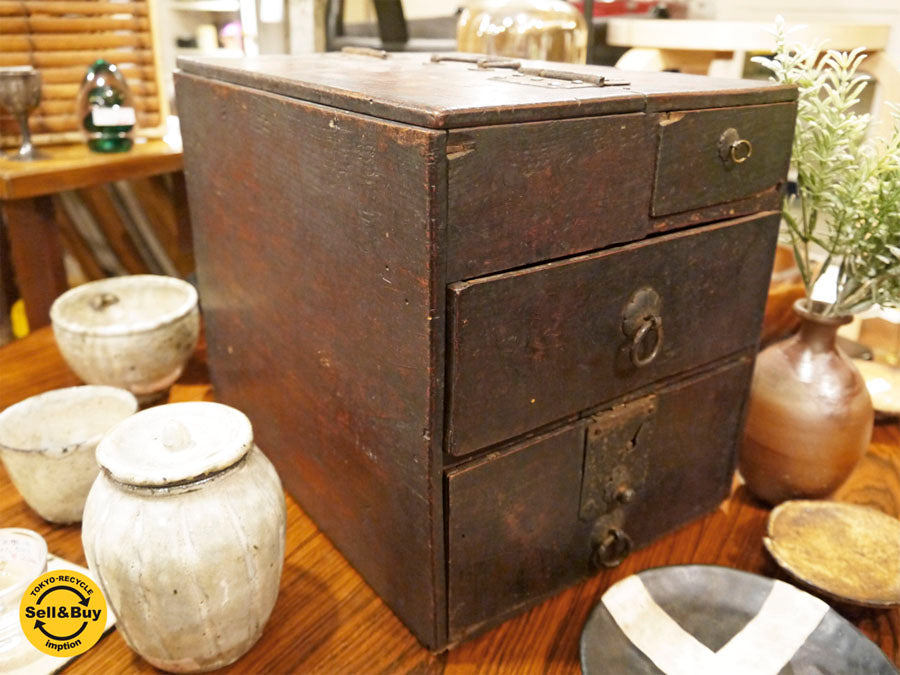 ジャパンビンテージ 木味 小引き出し ミニチェスト レトロ 古家具 3杯 中古品 買い取りしました！ 自由が丘店 出張買取もお任せください。