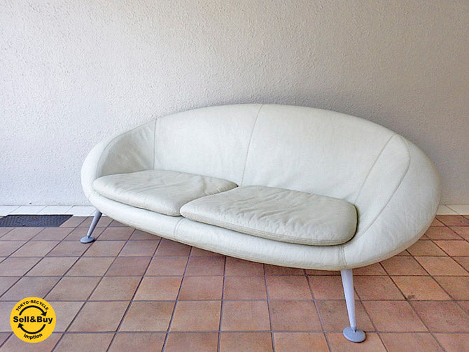 ドリアデ アレフ Driade Alephe マーキュリー MERCURY 2P ワイドソファ ホワイト 総本革 レザー 定価85万  ～宇宙船を彷彿とさせる高級スペーシーデザインソファ～ 【 買取と販売とレンタルのお店 】