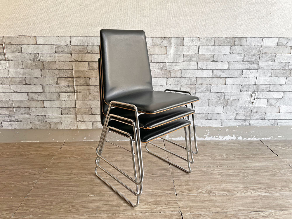 天童木工 Tendo ビンテージ チークプライウッド × PVCレザー スチールレッグ スタッキングチェア 中古品 買い取りしました。