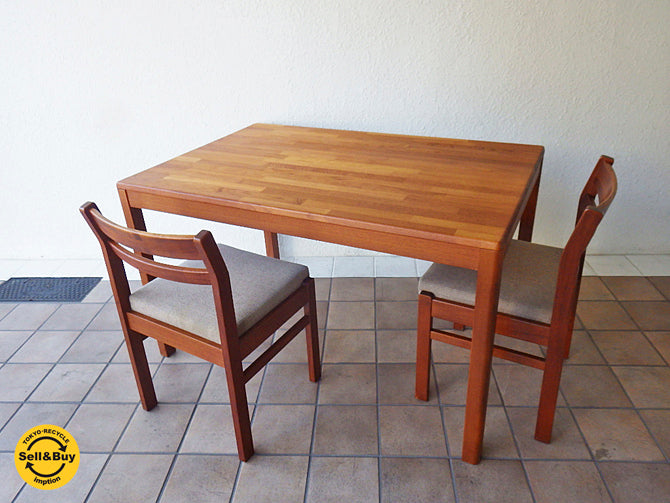 ジャパンビンテージ チーク無垢集成材 ダイニングテーブル & ダイニングチェア ～チーク材同士の美しきコントラスト～ 【 買取と販売とレンタルのお店 】