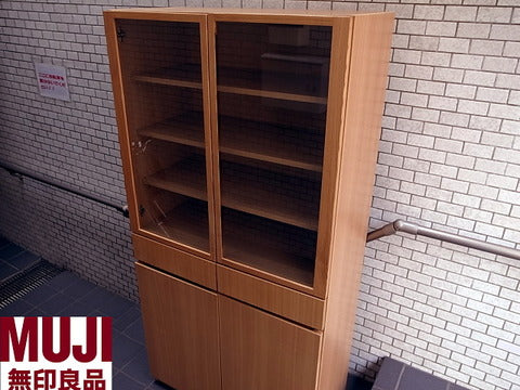 無印良品 MUJI 廃番 タモ材 カップボード キッチンキャビネット 食器棚 ～ お待たせしました 無印のシンプルなカップボード入荷です。【買取と販売とレンタルのお店】