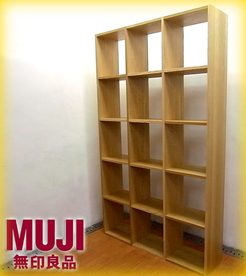 飽きの来ないシンプル＆ナチュラルな大容量・多目的オープンシェルフ！ MUJI （ 無印良品 ） 『 オーク材 （ ナチュラル ） スタッキングシェルフ 3段5列 』 入荷！