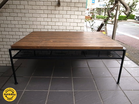 Pine x Iron Frame LOW TABLE 古材風パイン材とアイアンフレーム リビングテーブル ～こんなテーブル探してませんか!?【買取＆販売＆レンタル】