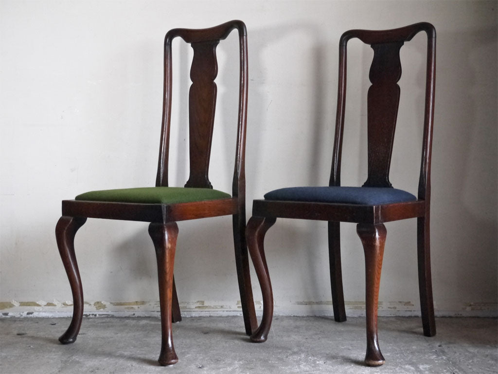 UKビンテージ UK Vintage ダイニングチェア オーク材 ハイバック ファブリック アンティーク 中古品 買い取りしました。