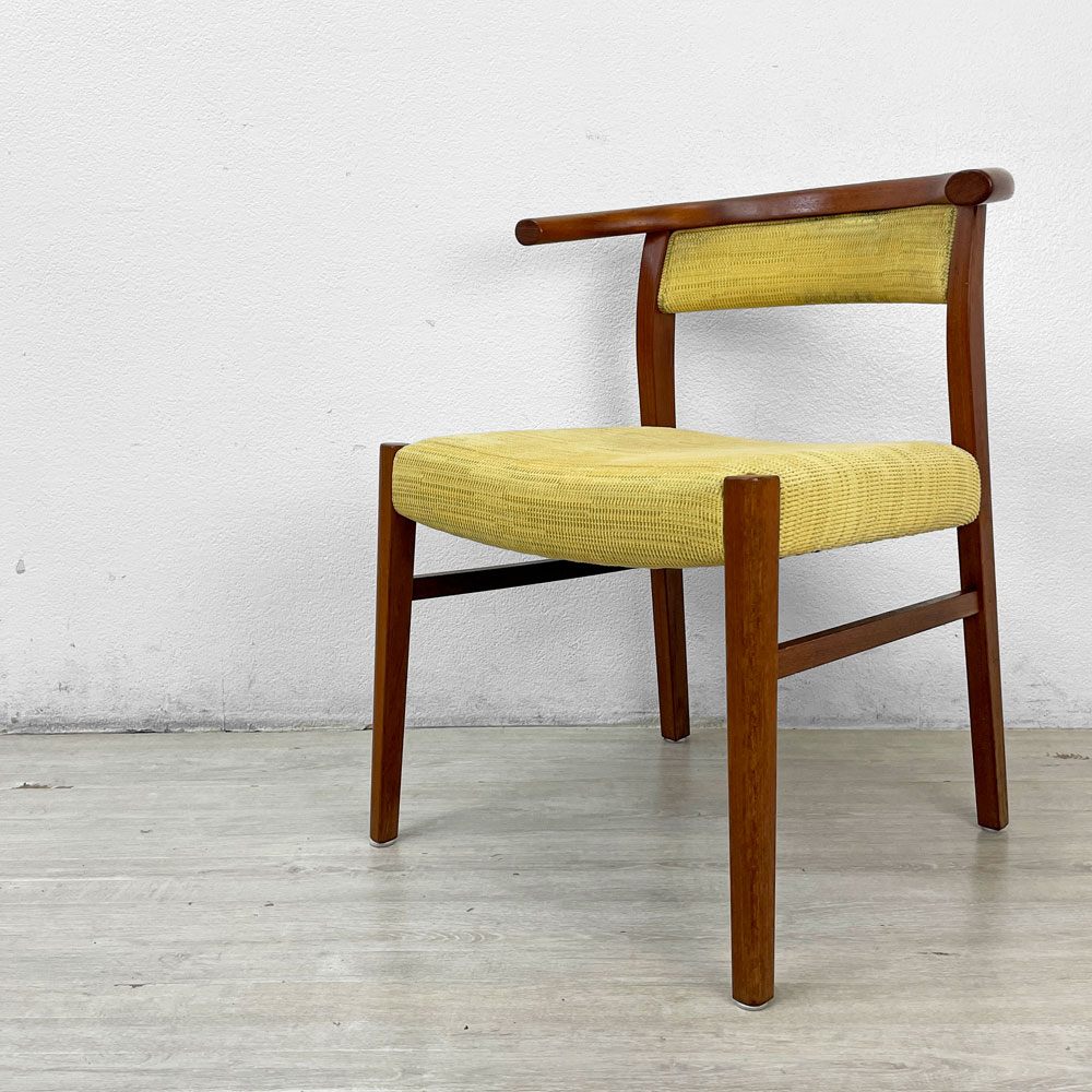 【祖師谷大蔵店】青林製作所 チーク無垢材 ハーフアーム ダイニングチェア ビンテージ ファブリック 北欧スタイル 国産家具 買取させていただきました。