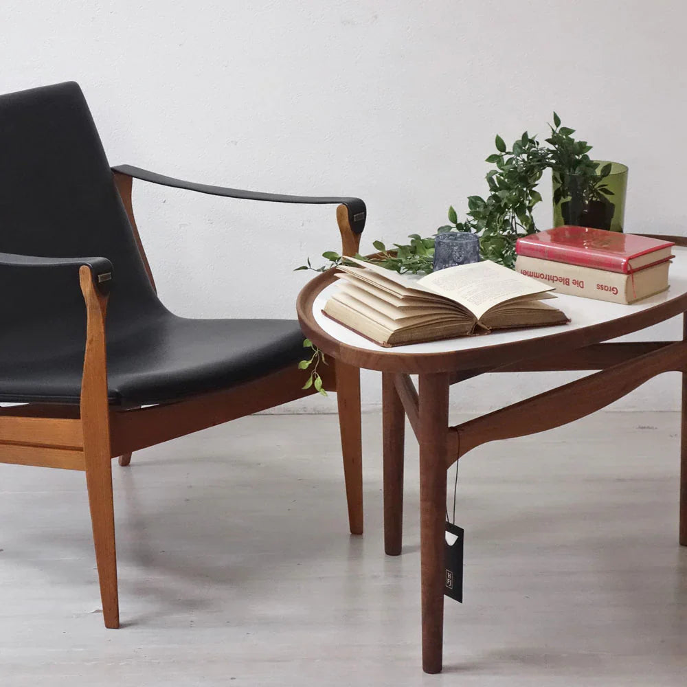 ハウス・オブ・フィンユール House of Finn Juhl アイテーブル EYE TABLE ウォールナット x ホワイトハイグロスラミネート 北欧 デンマーク 美品 ～曲線美が際立つ巨匠フィンユールの名作テーブル～