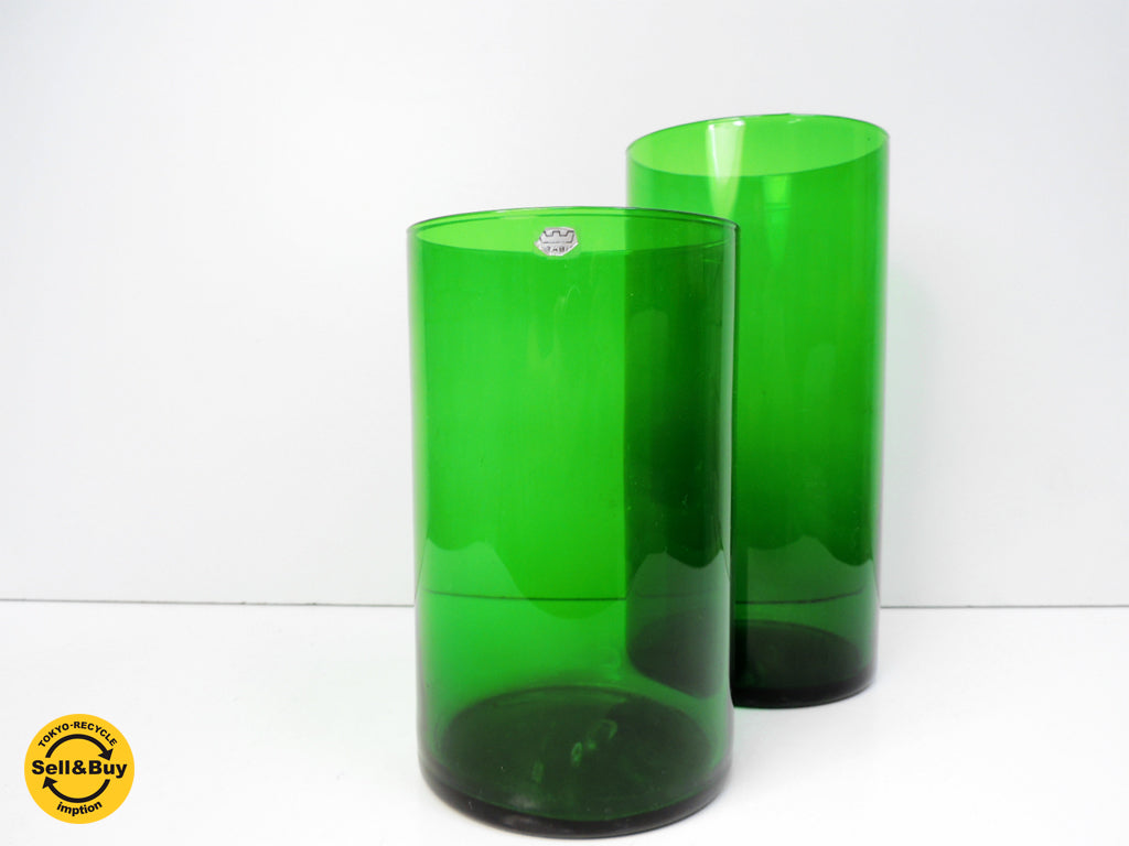 アラビア ARABIA ＃3417 フラワーベース ガラス グリーン カイ・フランク Kaj Franck 2点 中古品 買い取りしました。