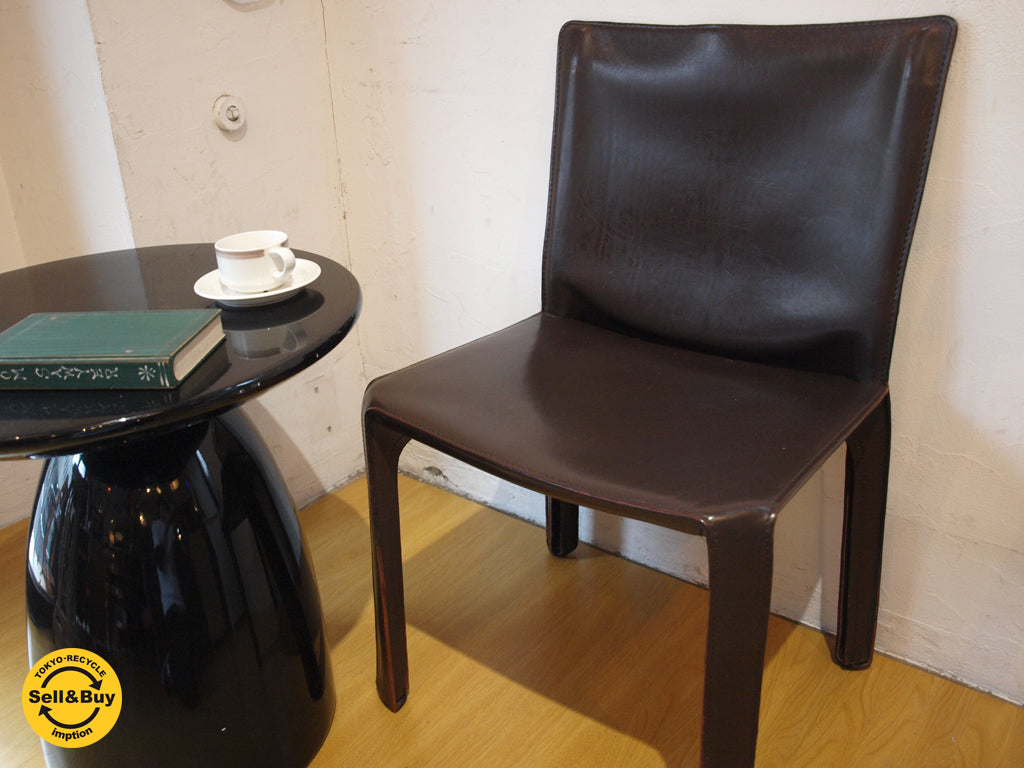カッシーナ イクスシー cassina ixc. 412 キャブチェア CAB アームレス チェア 本革 イタリア マリオ・ベリーニ モダンデザイン ブラウン　中古品 買い取りしました。