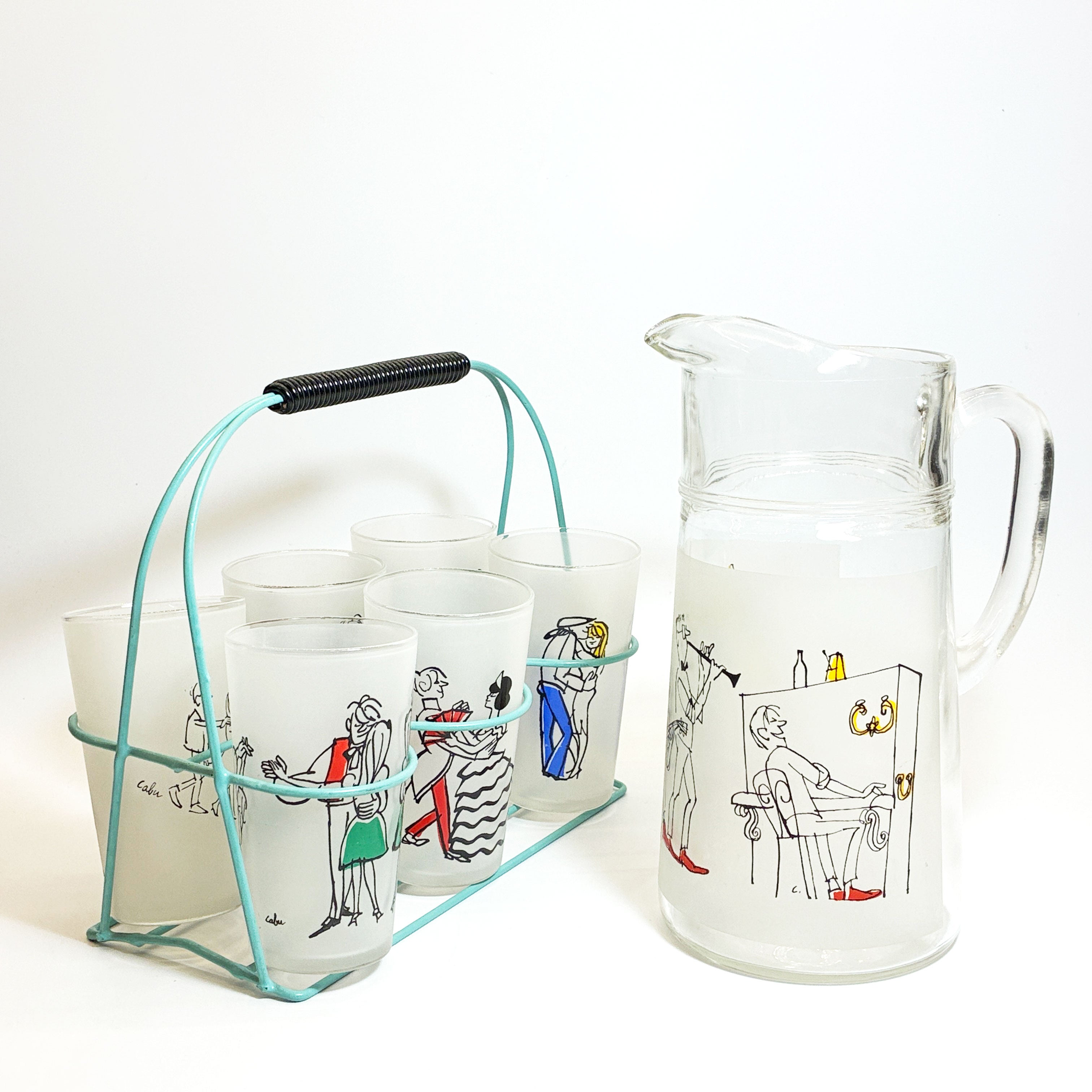 【下北沢店】カビュ Cabu グラス6点 ＋ ピッチャー ＋ グラスホルダー セット フランス ビンテージ 買取させていただきました。