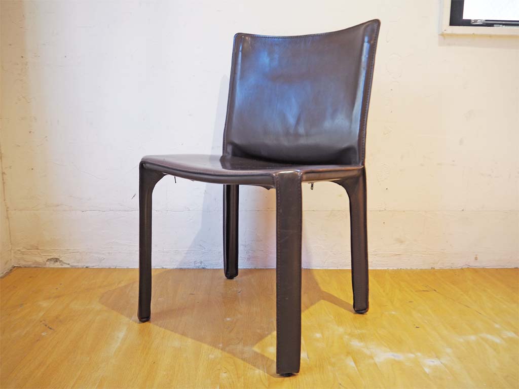 カッシーナイクスシー cassina ixc. 412 キャブチェア CAB マリオ・ベリーニ アームレス 本革 イタリア モダンデザイン 中古品 買い取りしました。