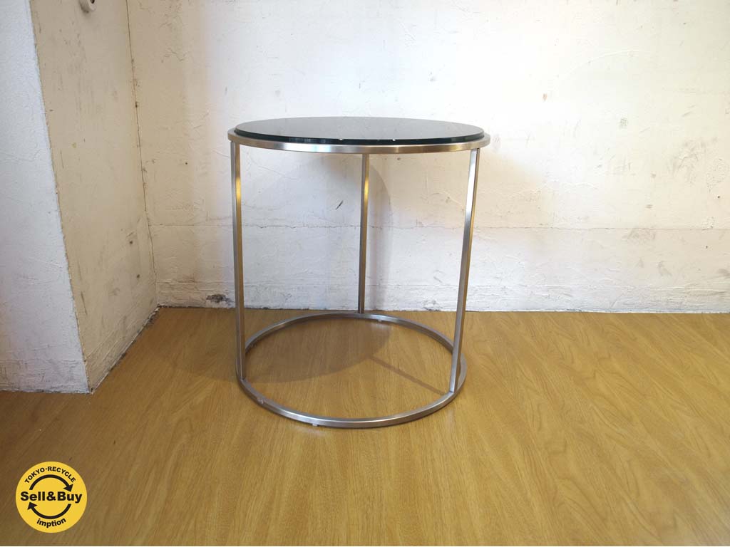 カッシーナイクスシー Cassina ixc. イル ILE ラウンドテーブル サイドテーブル ガラス天板 ピエロ・リッソーニ PIERO LISSONI φ46 中古品 買い取りしました。