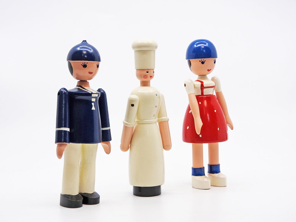 ビンテージ カイボイスン Vintage Kay Bojesen 男の子 女の子 Lise ＆ Ole 2体セット & コック Cock 木製フィギュア 希少 デンマーク 北欧雑貨  中古品  買い取りしました。