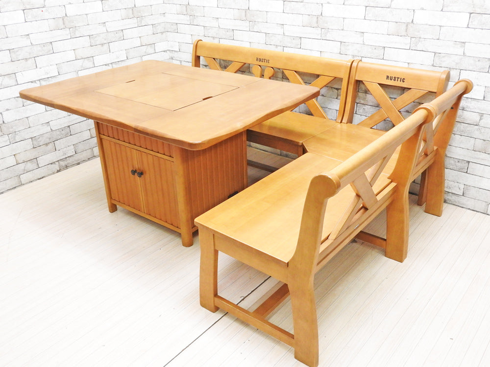 カリモク karimoku ルスティック RUSTIC 囲炉裏 ダイニングテーブル & 2P/3P/コーナーベンチ 中古品 買い取りしました。