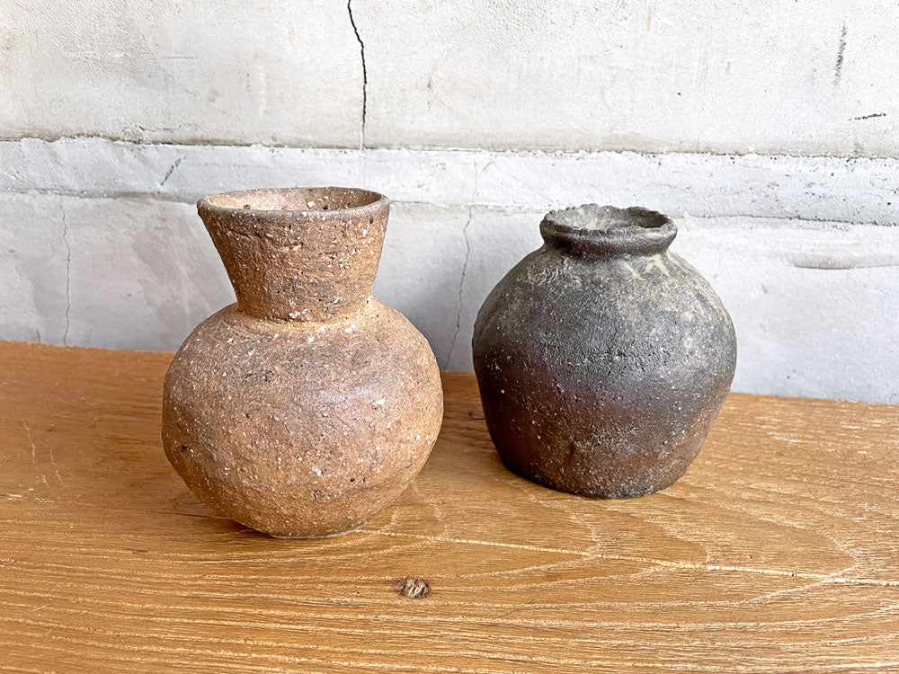 渡辺林平 花器 備前壷 壺 陶器 備前焼 茶色 & 黒 現代作家 中古品 買い取りしました。