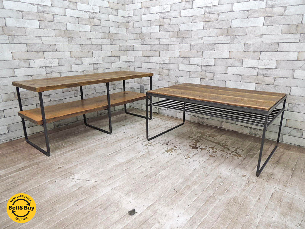 コバ インダストリアル ワークス COBA INDUSTRIAL WORKS 古材 × アイアン ローテーブル ＆ AVボード 中古品 買い取りしました。 出張買取もお任せ下さい。