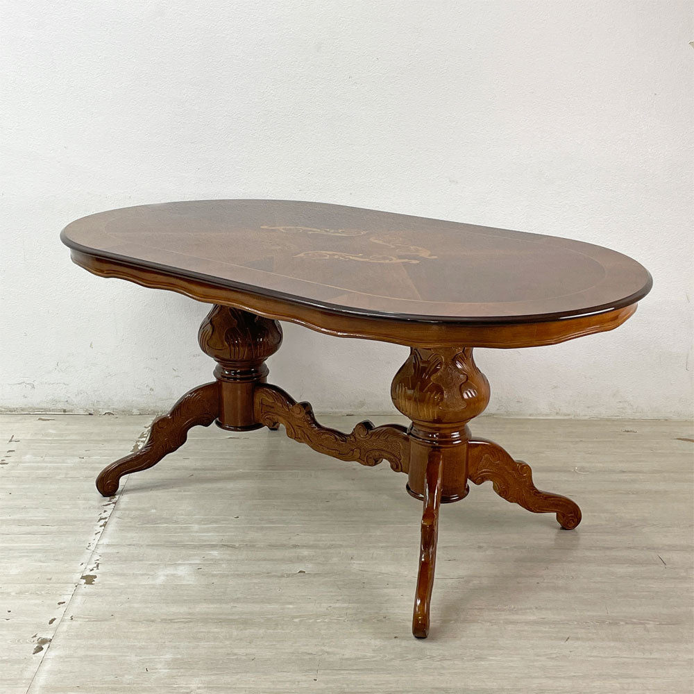 ヨーロピアンクラシカル European Classical ダイニングテーブル オーバル W160cm 象嵌 ロココ調 イタリア アンティークスタイル 中古品 買い取りしました。