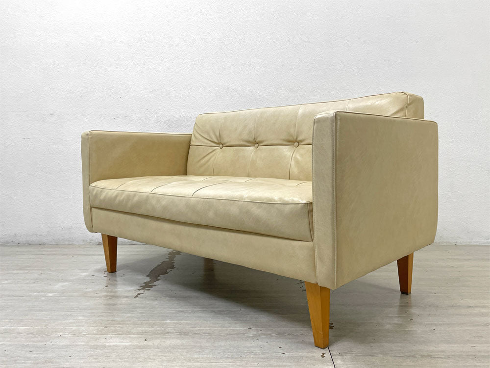 モモナチュラル MOMO natural ソユル SOEUR 二人掛けソファ 2Pソファ PVCレザー アイボリー シンプルデザイン 中古品 買い取りしました。