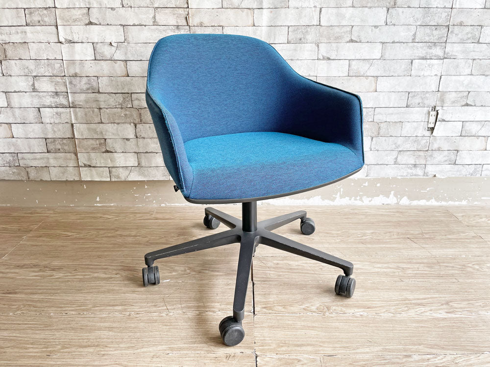 ヴィトラ vitra ソフトシェル SOFTSHELL デスクチェア 5スターベース 計3脚 キャスター ブルーココナッツカラー ファブリック 昇降機能付き 一脚定価￥114,400- 中古品 買い取りしました。