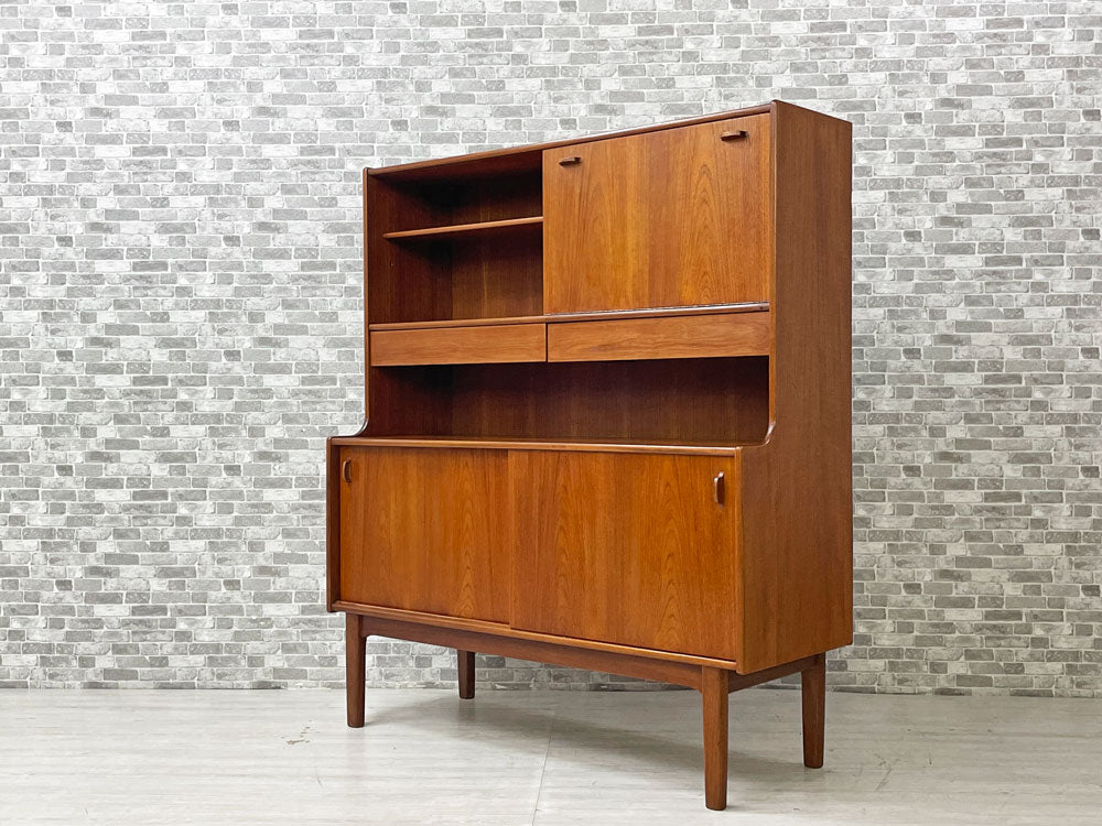 ネイサンファニチャー NATHAN Furniture チーク材 ドリンクキャビネット カップボード ハイサイドボード 食器棚 フラップ扉 60's UKビンテージ 英国家具 北欧スタイル 中古品 買い取りしました。