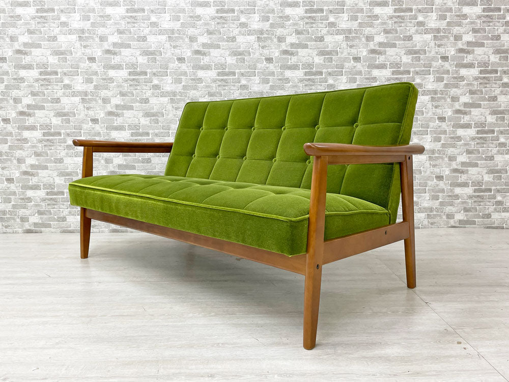 カリモク60 Karimoku60 Kチェア 2シーター ソファ モケットグリーン 60's レトロモダン ミッドセンチュリー 中古品 買い取りしました。