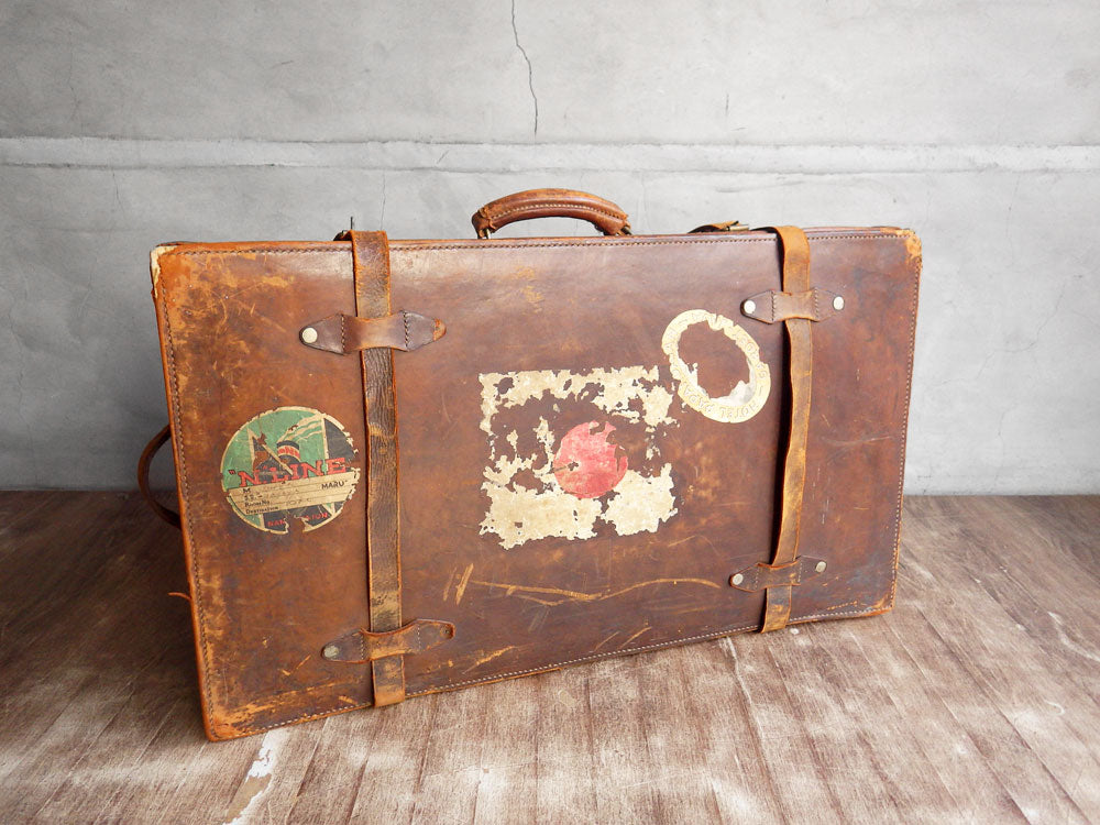 ビンテージ Vintage レザー トランク スーツケース 本革 収納 ディスプレイ 店舗什器 中古品 買い取りしました。