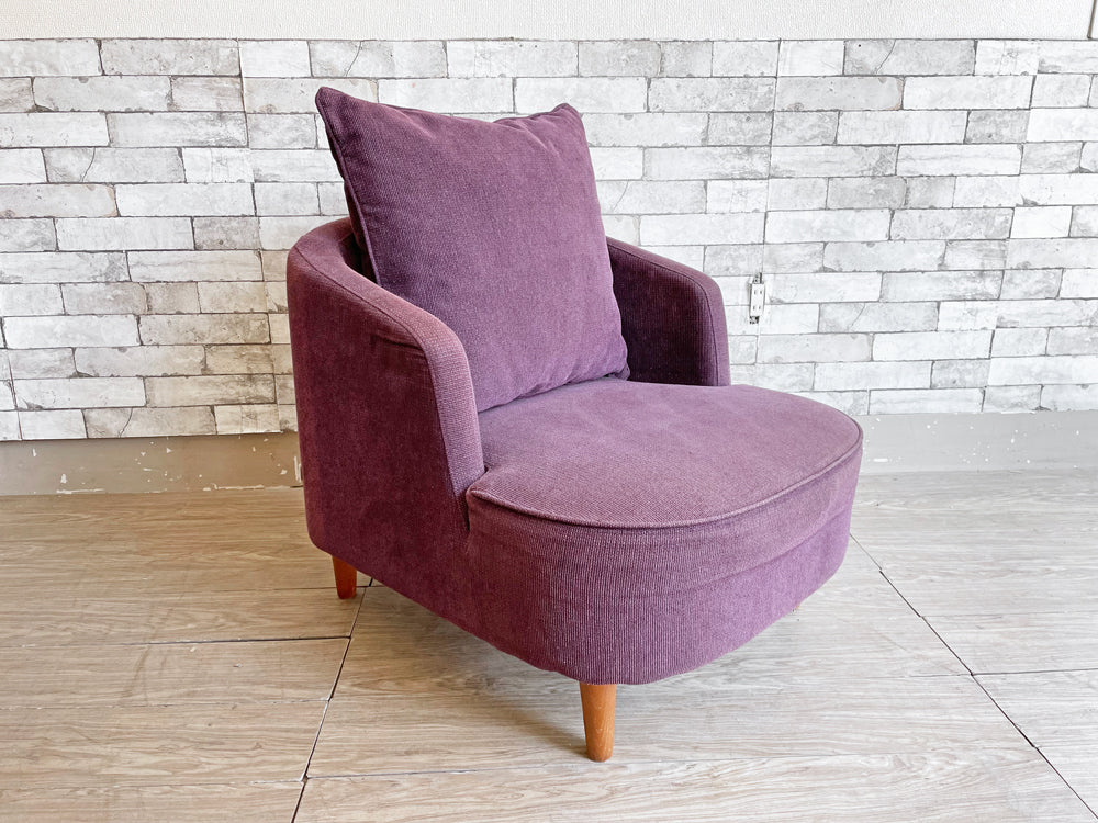 ケユカ KEYUKA ポジート 1人掛け ソファ 1P クッション付き ファブリック パープル 北欧スタイル 中古品 買い取りしました。