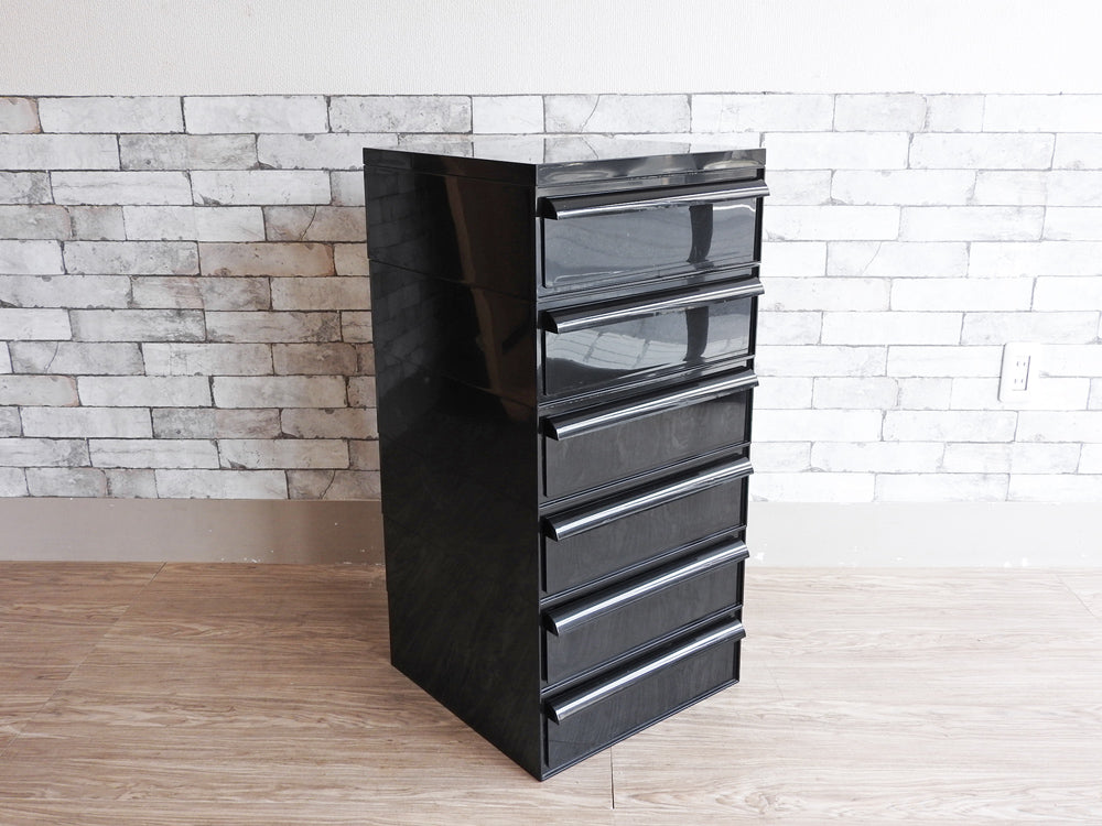 カルテル kartell ドロワーシステム スタッキングキャビネット ブラック 6段 Simon Fussell ビンテージ  中古品  買い取りしました。