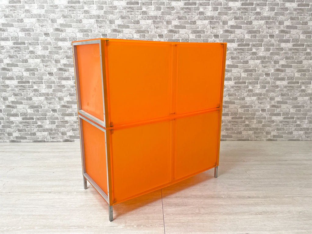カルテル Kartell ワン One モジュラーストレージ 1列2段 シェルフ キャビネット 扉付き オレンジ ピエロ・リッソーニ イタリア 廃番 希少 中古品 買い取りしました。