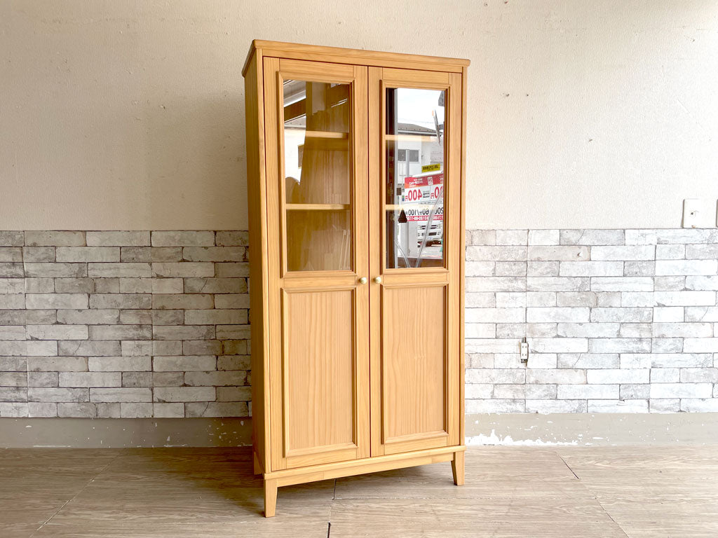モモナチュラル Momo Natural モア MORE 75 キャビネット cabinet パイン材 カップボード 食器棚 W75 定価￥72,600- 中古品 買い取りしました。