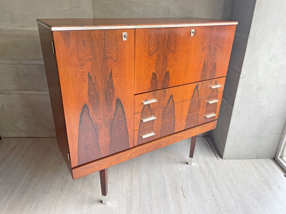 オランダビンテージ Dutch Vintage ブラジリアンローズウッド キャビネット チェスト 3ドロワー ドロップダウンドア 鍵付き HIKE購入品 中古品 買い取りしました。
