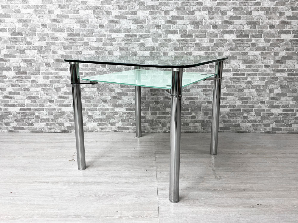 モダンデザイン Modern Design ダイニングテーブル W80cm 強化ガラス シェルフ付 ポストモダン 中古品 買い取りしました。