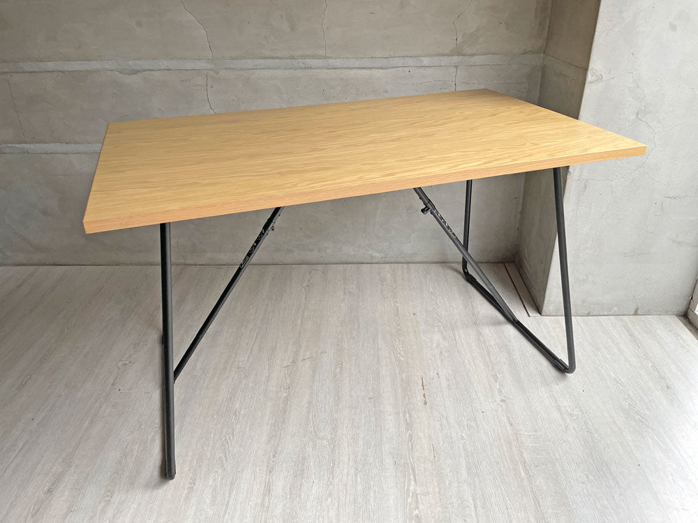無印良品 MUJI 折りたたみテーブル オーク材 ダイニングテーブル ワークテーブル W120cm スチール脚 定価\18,130- 廃番 中古品 買い取りしました。