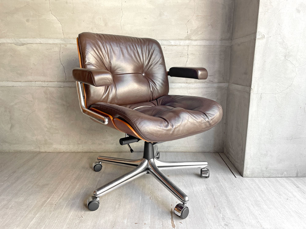 ジロフレックス giroflex 82 パサール Pasal デスクチェア エグゼクティブチェア ローバック ダークブラウン レザー プライウッド アルミベース 中古品 買い取りしました。